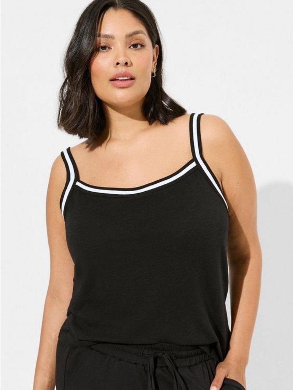 torrid black Tank Top with white Varsity Stripes